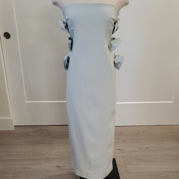 Zara gorgeous Strapless Dress in mint side Cut Outs w/Bows Size L new with tags - Picture 2 of 9